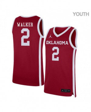 Youth Sooners #2 Dinjiyl Walker Red Home NCAA Jerseys 529009-386