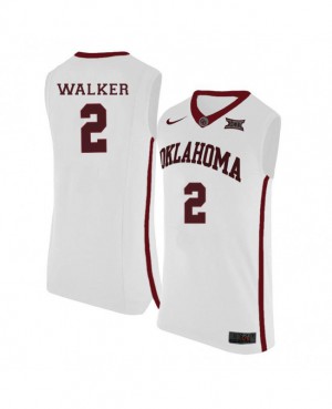 Men's OU Sooners #2 Dinjiyl Walker White Basketball Jersey 216919-426