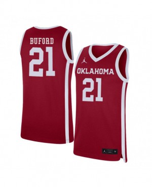 Men's OU Sooners #21 Dante Buford Red Home Basketball Jersey 119542-556