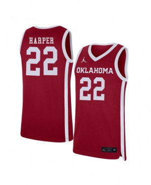Men's Oklahoma #22 Daniel Harper Red Home Stitched Jersey 788914-270
