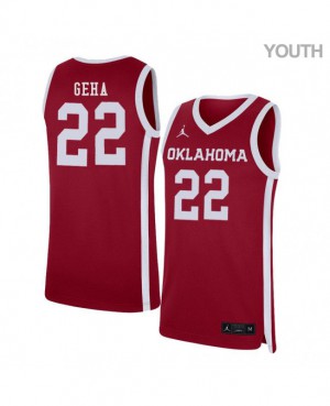 Youth Oklahoma Sooners #22 Patrick Geha Red Home NCAA Jerseys 161984-356