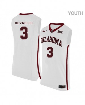 Youth OU Sooners #3 Miles Reynolds White Official Jersey 586857-881