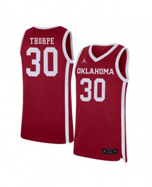 Mens OU Sooners #30 Marshall Thorpe Red Home Basketball Jersey 128737-355
