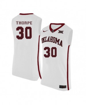 Mens Oklahoma Sooners #30 Marshall Thorpe White Official Jersey 588596-940
