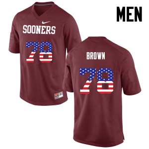 Mens Oklahoma #78 Orlando Brown Crimson USA Flag Fashion NCAA Jersey 729405-901