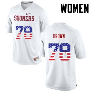 Women OU Sooners #78 Orlando Brown White USA Flag Fashion College Jerseys 106374-214
