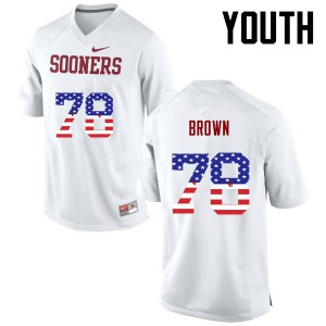 Youth Oklahoma #78 Orlando Brown White USA Flag Fashion High School Jerseys 200146-356