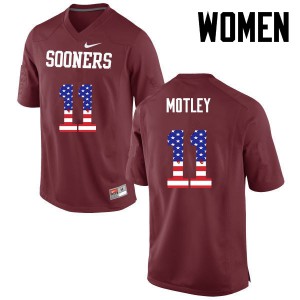 Womens OU #11 Parnell Motley Crimson USA Flag Fashion NCAA Jerseys 347739-817