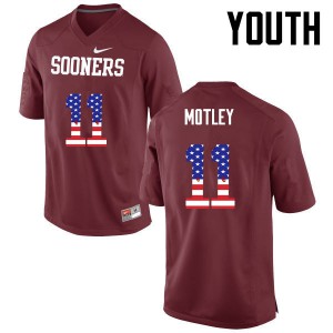 Youth Oklahoma Sooners #11 Parnell Motley Crimson USA Flag Fashion Alumni Jerseys 840593-537