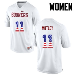 Women OU Sooners #11 Parnell Motley White USA Flag Fashion Embroidery Jersey 240883-912