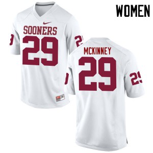 Women Oklahoma Sooners #29 Prentice McKinney White Game Embroidery Jersey 377826-224