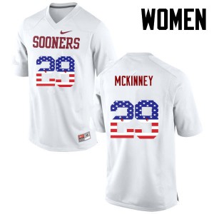 Women Oklahoma #29 Prentice McKinney White USA Flag Fashion Stitch Jerseys 314652-976