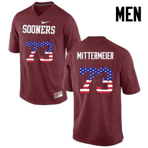 Men's OU Sooners #73 Quinn Mittermeier Crimson USA Flag Fashion Player Jerseys 108475-142