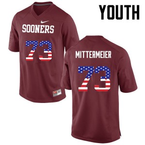 Youth OU Sooners #73 Quinn Mittermeier Crimson USA Flag Fashion Player Jerseys 388955-298