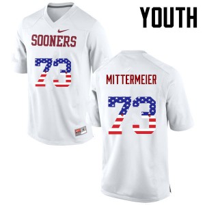 Youth OU Sooners #73 Quinn Mittermeier White USA Flag Fashion Alumni Jerseys 611719-135