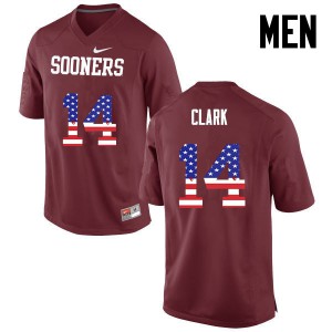 Men's Sooners #14 Reece Clark Crimson USA Flag Fashion Embroidery Jerseys 978981-630