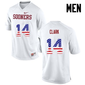 Mens OU Sooners #14 Reece Clark White USA Flag Fashion Official Jerseys 563920-700