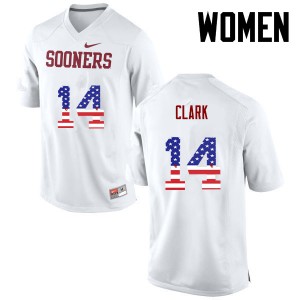 Women Sooners #14 Reece Clark White USA Flag Fashion Official Jerseys 369538-983