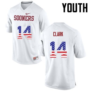 Youth Sooners #14 Reece Clark White USA Flag Fashion College Jerseys 365999-956