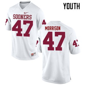 Youth Oklahoma Sooners #47 Reece Morrison White Game Stitch Jersey 631525-203