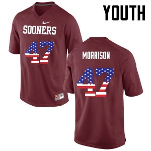 Youth Oklahoma #47 Reece Morrison Crimson USA Flag Fashion Player Jersey 879265-414