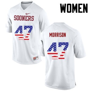 Women's Sooners #47 Reece Morrison White USA Flag Fashion University Jersey 530989-629