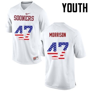 Youth Sooners #47 Reece Morrison White USA Flag Fashion Embroidery Jerseys 610846-992