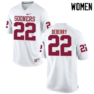 Women Sooners #22 Ricky DeBerry White Game University Jerseys 129941-105