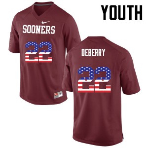 Youth OU #22 Ricky DeBerry Crimson USA Flag Fashion High School Jersey 336421-751