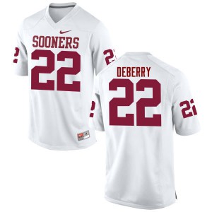 Mens Oklahoma #22 Ricky DeBerry White Game Stitched Jersey 119541-110
