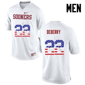 Men's Sooners #22 Ricky DeBerry White USA Flag Fashion Player Jerseys 535776-972