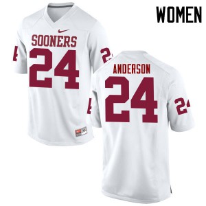 Womens OU #24 Rodney Anderson White Game Official Jersey 970116-828