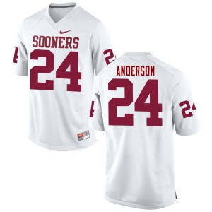 Men's Oklahoma Sooners #24 Rodney Anderson White Game High School Jersey 180045-788
