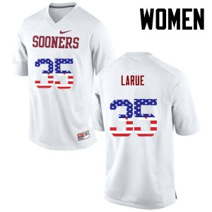 Women's Oklahoma Sooners #35 Ronnie LaRue White USA Flag Fashion Embroidery Jerseys 842335-120