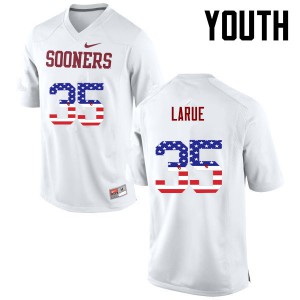 Youth OU Sooners #35 Ronnie LaRue White USA Flag Fashion Stitch Jersey 875252-930