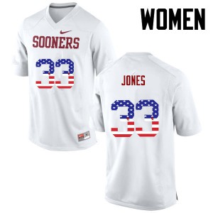 Womens Oklahoma Sooners #33 Ryan Jones White USA Flag Fashion Official Jersey 534706-254