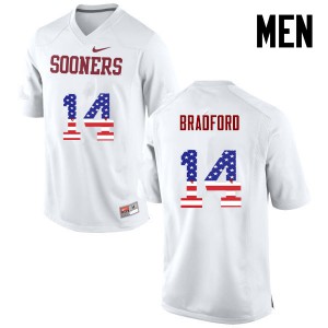 Men's OU Sooners #14 Sam Bradford White USA Flag Fashion Football Jerseys 387076-733