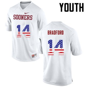 Youth Sooners #14 Sam Bradford White USA Flag Fashion Alumni Jersey 874188-538