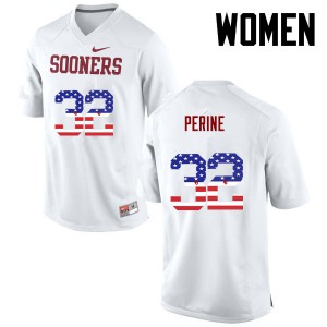 Women's OU #32 Samaje Perine White USA Flag Fashion High School Jerseys 850981-380