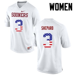 Women Oklahoma Sooners #3 Sterling Shepard White USA Flag Fashion Embroidery Jerseys 474162-251