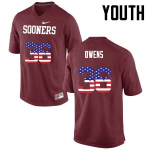 Youth OU Sooners #36 Steve Owens Crimson USA Flag Fashion NCAA Jerseys 752672-668
