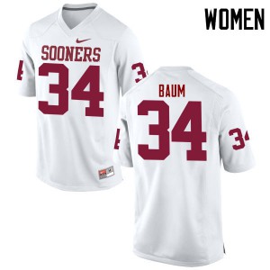 Women Sooners #34 Tanner Baum White Game Official Jerseys 811120-992