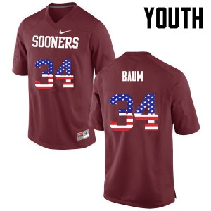 Youth Sooners #34 Tanner Baum Crimson USA Flag Fashion High School Jerseys 391997-877