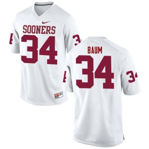 Mens Sooners #34 Tanner Baum White Game College Jersey 452901-813
