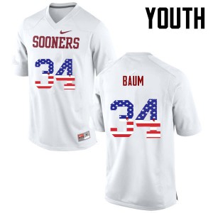 Youth OU #34 Tanner Baum White USA Flag Fashion Stitch Jerseys 945450-698