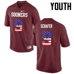 Youth Oklahoma #9 Tanner Schafer Crimson USA Flag Fashion High School Jersey 603740-244