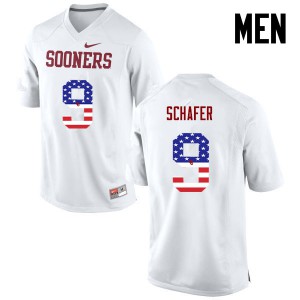 Mens OU #9 Tanner Schafer White USA Flag Fashion NCAA Jerseys 830997-901