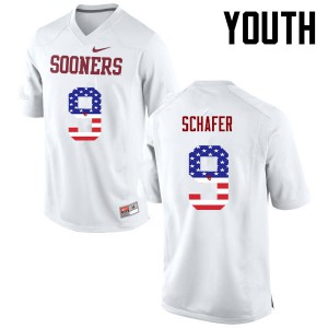 Youth Oklahoma Sooners #9 Tanner Schafer White USA Flag Fashion High School Jersey 797346-632