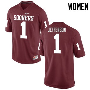 Womens OU Sooners #1 Tony Jefferson Crimson Game University Jersey 737361-785