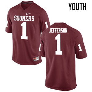 Youth Oklahoma #1 Tony Jefferson Crimson Game Official Jersey 480657-133